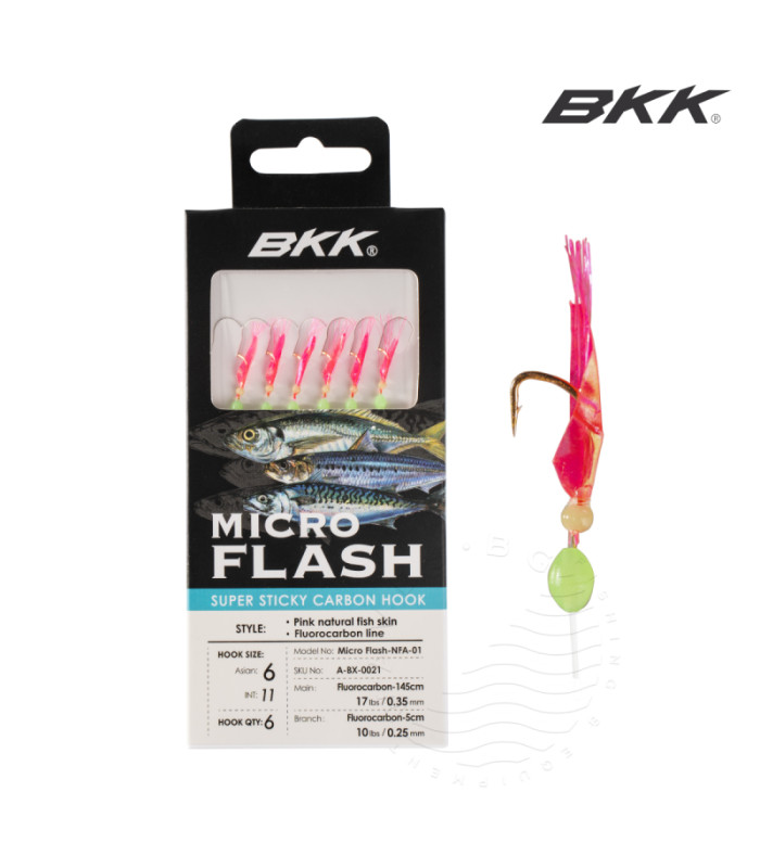 Sabiki BKK HOOKS MICRO FLASH NFA-01 - PINK NATURAL FISH SKIN