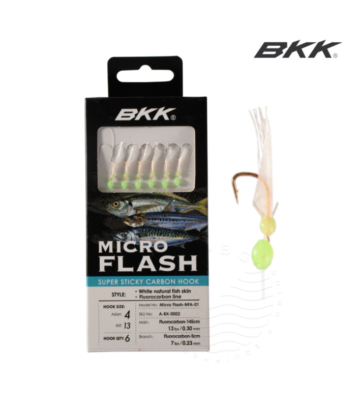 Sabiki BKK HOOKS MICRO FLASH NFA-02 - WHITE NATURAL FISH SKIN