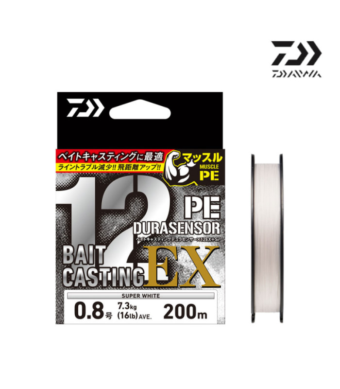 Плетено влакно DAIWA BAIT CASTING DURA SENSOR X 12EX+SI3 SP WHITE - 200m